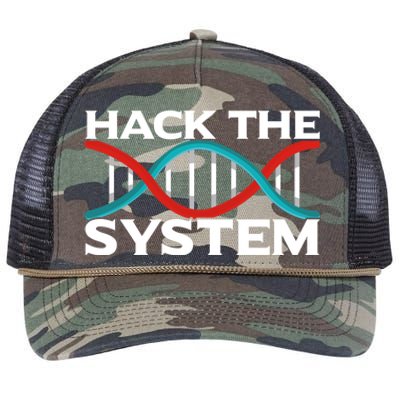 Diy Biology Dna Double Helix Hack The System Biohacker Gift Retro Rope Trucker Hat Cap