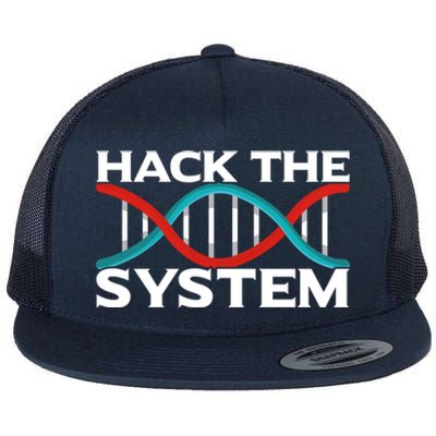 Diy Biology Dna Double Helix Hack The System Biohacker Gift Flat Bill Trucker Hat