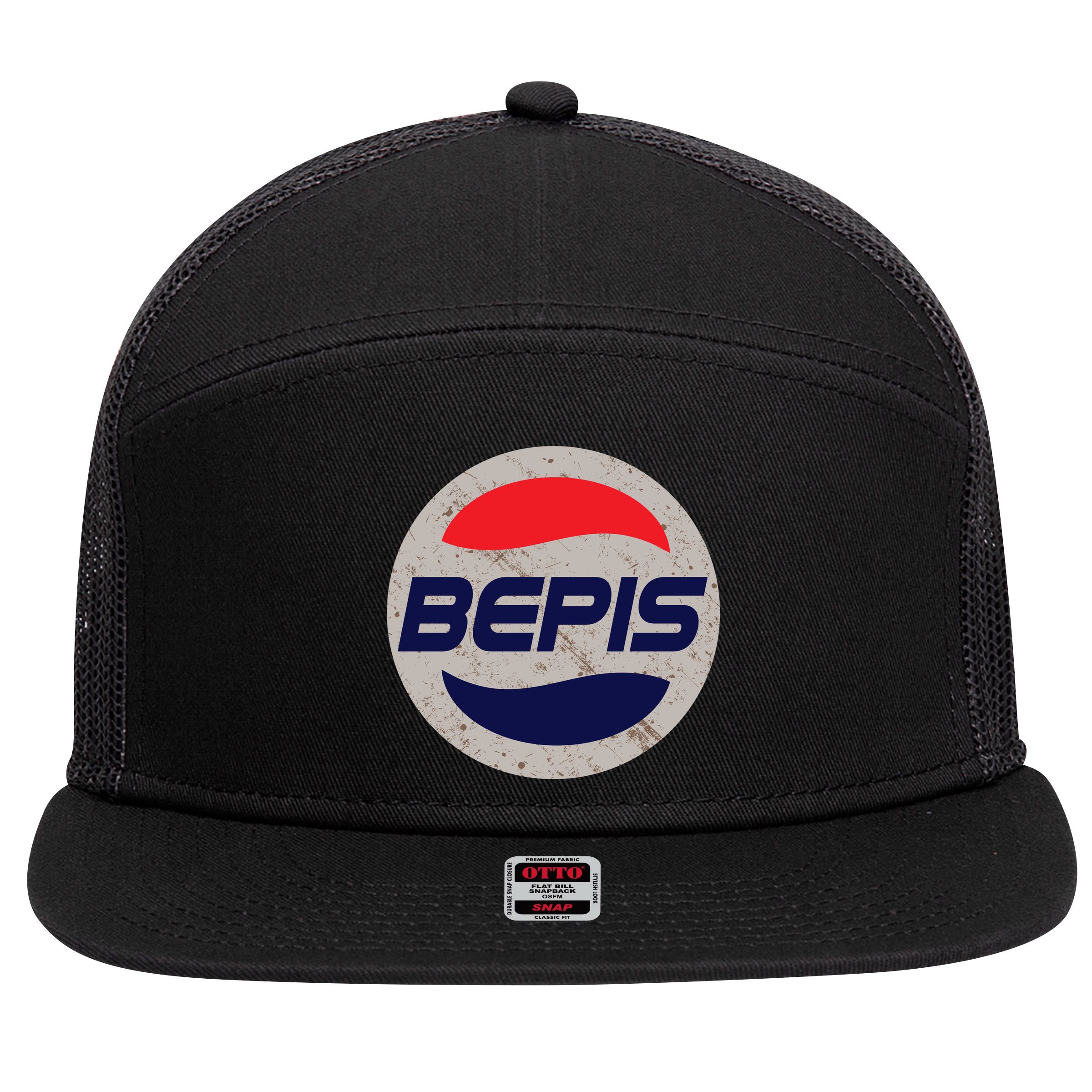 Distressed BEPIS Dank Meme 7 Panel Mesh Trucker Snapback Hat