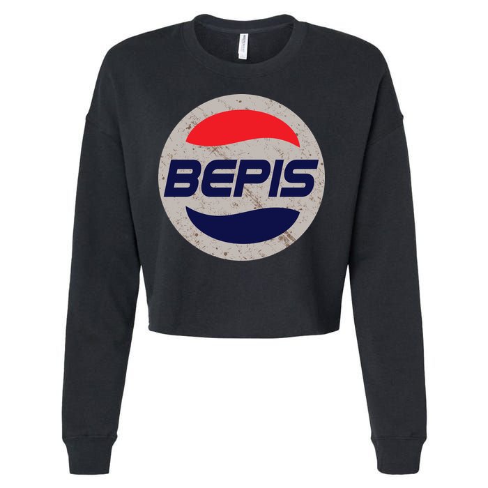 Distressed BEPIS Dank Meme Cropped Pullover Crew