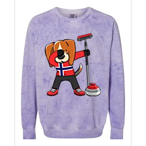 Dabbing Beagle Dog Norway Curling Lovers Jersey Winter Sport Gift Colorblast Crewneck Sweatshirt