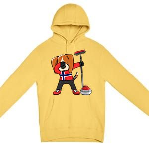 Dabbing Beagle Dog Norway Curling Lovers Jersey Winter Sport Gift Premium Pullover Hoodie