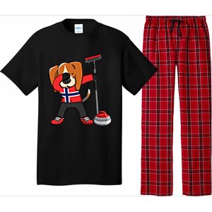 Dabbing Beagle Dog Norway Curling Lovers Jersey Winter Sport Gift Pajama Set