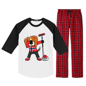 Dabbing Beagle Dog Norway Curling Lovers Jersey Winter Sport Gift Raglan Sleeve Pajama Set