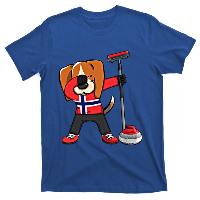 Dabbing Beagle Dog Norway Curling Lovers Jersey Winter Sport Gift T-Shirt