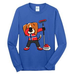 Dabbing Beagle Dog Norway Curling Lovers Jersey Winter Sport Gift Tall Long Sleeve T-Shirt