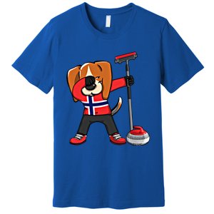 Dabbing Beagle Dog Norway Curling Lovers Jersey Winter Sport Gift Premium T-Shirt