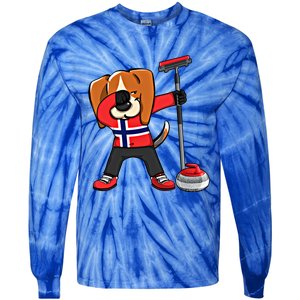 Dabbing Beagle Dog Norway Curling Lovers Jersey Winter Sport Gift Tie-Dye Long Sleeve Shirt