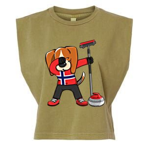 Dabbing Beagle Dog Norway Curling Lovers Jersey Winter Sport Gift Garment-Dyed Women's Muscle Tee