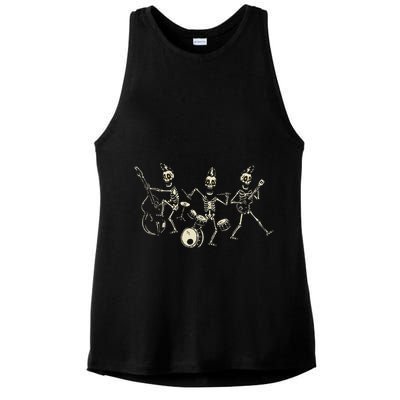 Dem Bones Dancing Singing Skeleton Rock Band Ladies PosiCharge Tri-Blend Wicking Tank