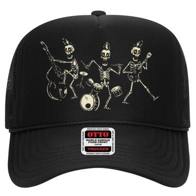 Dem Bones Dancing Singing Skeleton Rock Band High Crown Mesh Back Trucker Hat