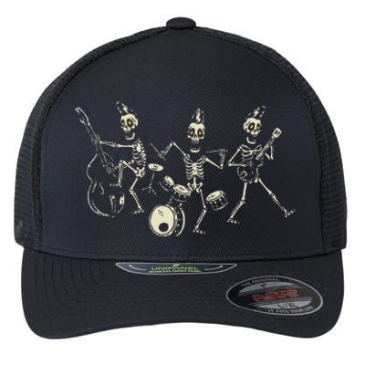 Dem Bones Dancing Singing Skeleton Rock Band Flexfit Unipanel Trucker Cap