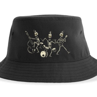 Dem Bones Dancing Singing Skeleton Rock Band Sustainable Bucket Hat