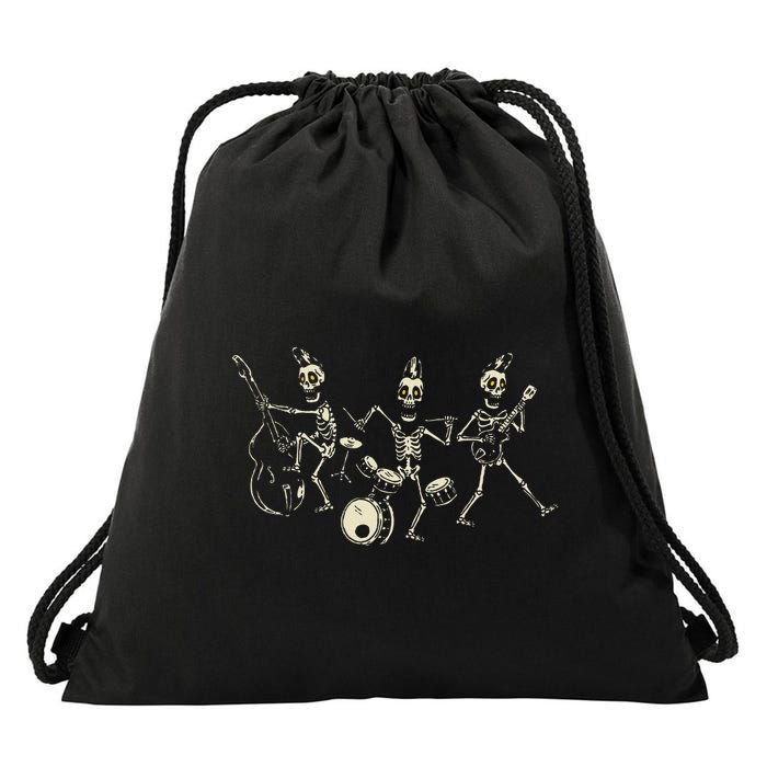 Dem Bones Dancing Singing Skeleton Rock Band Drawstring Bag