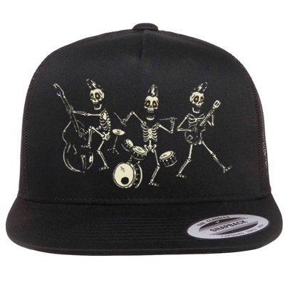 Dem Bones Dancing Singing Skeleton Rock Band Flat Bill Trucker Hat