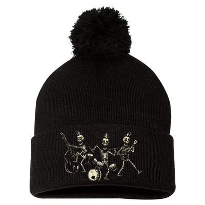 Dem Bones Dancing Singing Skeleton Rock Band Pom Pom 12in Knit Beanie