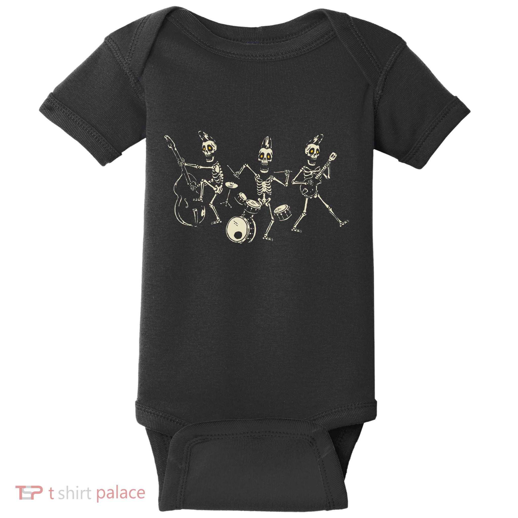 Dem Bones Dancing Singing Skeleton Rock Band Baby Bodysuit