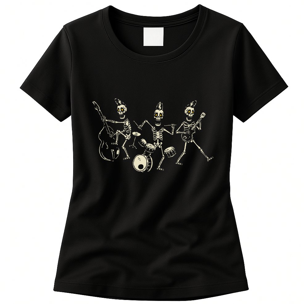 Dem Bones Dancing Singing Skeleton Rock Band Womens T-Shirt