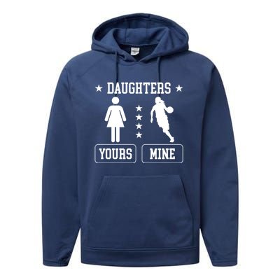 Daughters Basketball Dad Of A Basketball Player Father Cute Gift Performance Fleece Hoodie