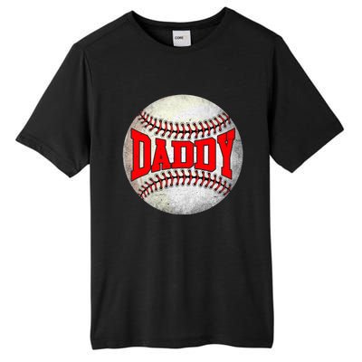 Distressed Baseball Daddy Funny Fathers Day Gift Tall Fusion ChromaSoft Performance T-Shirt