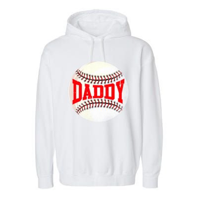 Distressed Baseball Daddy Funny Fathers Day Gift Garment-Dyed Fleece Hoodie