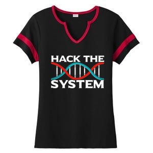 Diy Biology Dna Double Helix Hack The System Biohacker Gift Ladies Halftime Notch Neck Tee