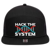 Diy Biology Dna Double Helix Hack The System Biohacker Gift 7 Panel Mesh Trucker Snapback Hat