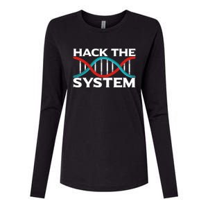 Diy Biology Dna Double Helix Hack The System Biohacker Gift Womens Cotton Relaxed Long Sleeve T-Shirt