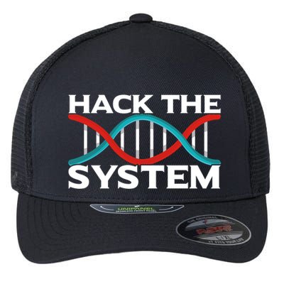 Diy Biology Dna Double Helix Hack The System Biohacker Gift Flexfit Unipanel Trucker Cap