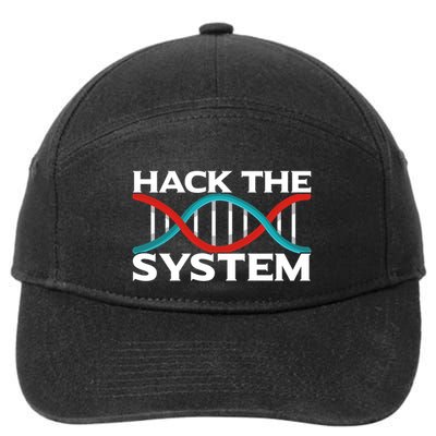 Diy Biology Dna Double Helix Hack The System Biohacker Gift 7-Panel Snapback Hat