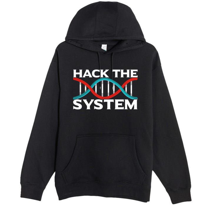 Diy Biology Dna Double Helix Hack The System Biohacker Gift Premium Pullover Hoodie