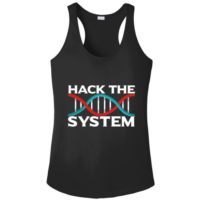 Diy Biology Dna Double Helix Hack The System Biohacker Gift Ladies PosiCharge Competitor Racerback Tank