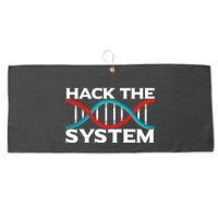 Diy Biology Dna Double Helix Hack The System Biohacker Gift Large Microfiber Waffle Golf Towel