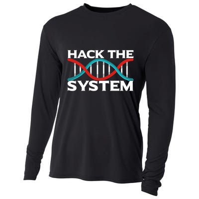Diy Biology Dna Double Helix Hack The System Biohacker Gift Cooling Performance Long Sleeve Crew