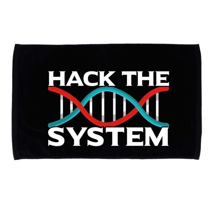 Diy Biology Dna Double Helix Hack The System Biohacker Gift Microfiber Hand Towel