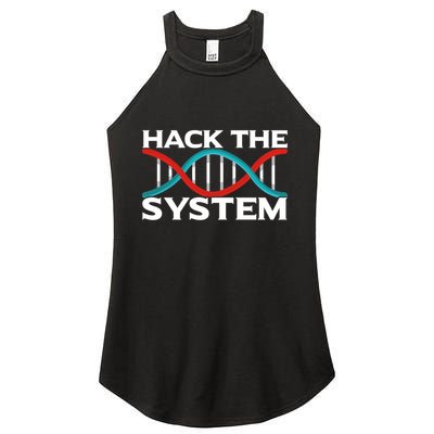 Diy Biology Dna Double Helix Hack The System Biohacker Gift Women's Perfect Tri Rocker Tank