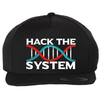 Diy Biology Dna Double Helix Hack The System Biohacker Gift Wool Snapback Cap