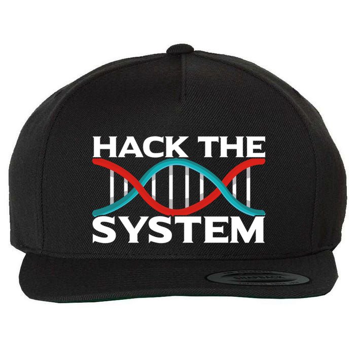 Diy Biology Dna Double Helix Hack The System Biohacker Gift Wool Snapback Cap