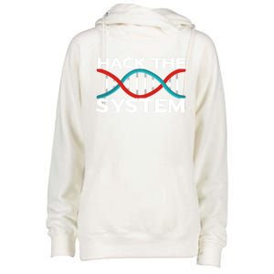 Diy Biology Dna Double Helix Hack The System Biohacker Gift Womens Funnel Neck Pullover Hood