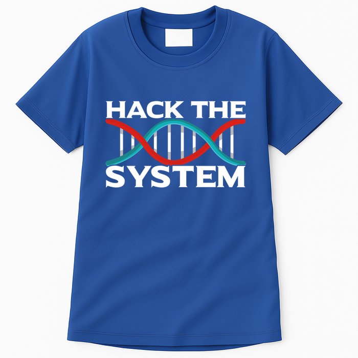 Diy Biology Dna Double Helix Hack The System Biohacker Gift Tall T-Shirt