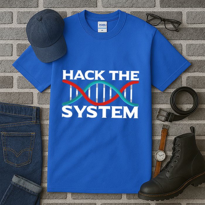 Diy Biology Dna Double Helix Hack The System Biohacker Gift Tall T-Shirt
