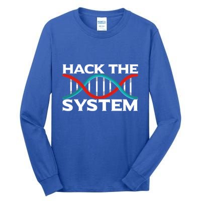 Diy Biology Dna Double Helix Hack The System Biohacker Gift Tall Long Sleeve T-Shirt