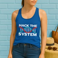 Diy Biology Dna Double Helix Hack The System Biohacker Gift Womens Tank Top