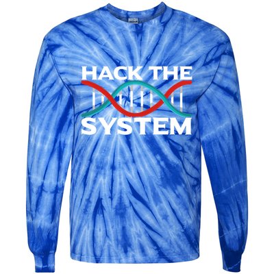 Diy Biology Dna Double Helix Hack The System Biohacker Gift Tie-Dye Long Sleeve Shirt