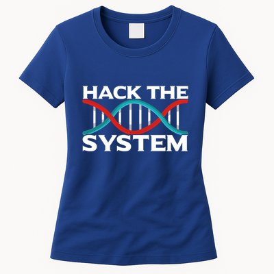 Diy Biology Dna Double Helix Hack The System Biohacker Gift Womens T-Shirt