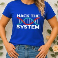Diy Biology Dna Double Helix Hack The System Biohacker Gift Womens T-Shirt