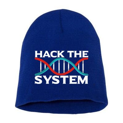 Diy Biology Dna Double Helix Hack The System Biohacker Gift Short Acrylic Beanie