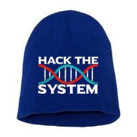 Diy Biology Dna Double Helix Hack The System Biohacker Gift Short Acrylic Beanie