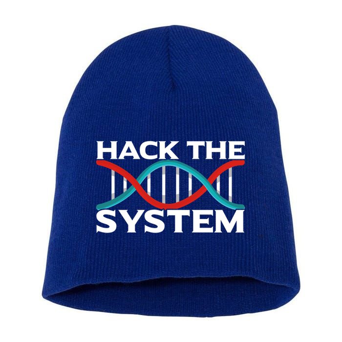 Diy Biology Dna Double Helix Hack The System Biohacker Gift Short Acrylic Beanie