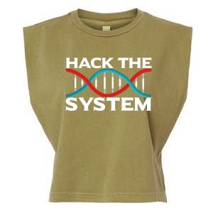 Diy Biology Dna Double Helix Hack The System Biohacker Gift Garment-Dyed Women's Muscle Tee